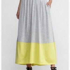 Eileen Fisher gray yellow colorblock skirt, Small Petite